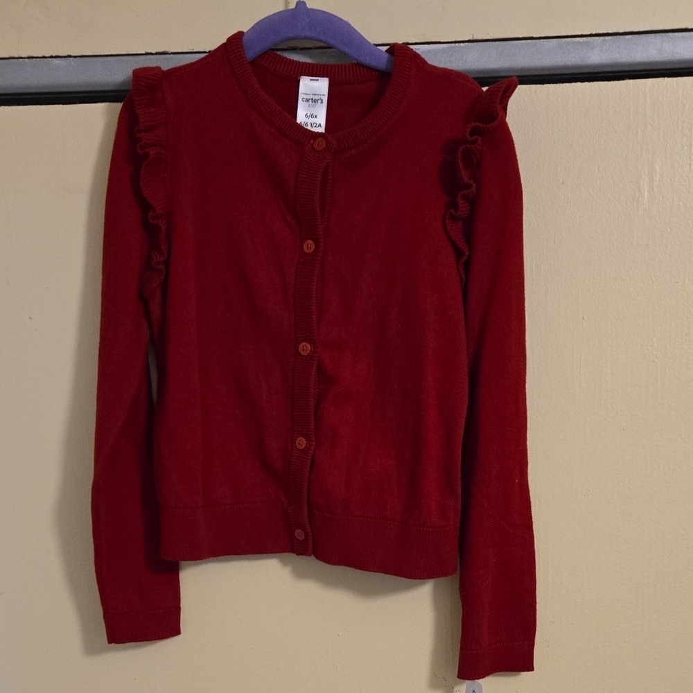 Red Ruffle Cardigan